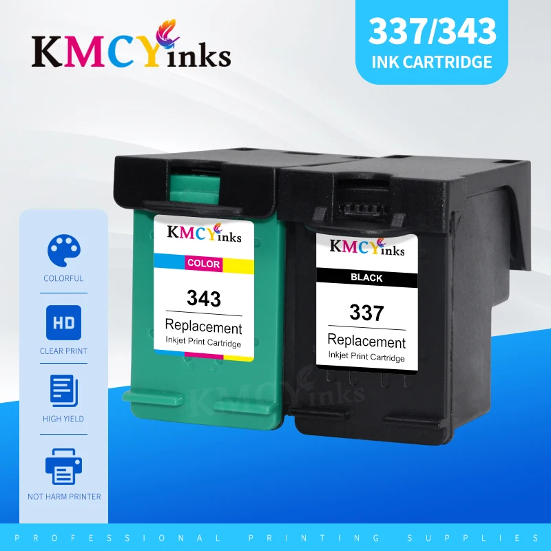

KMCYinks Compatible for HP 343 337 Ink Cartridge for HP337 343 for HP Photosmart 2575 8050 C4180 D5160 Deskjet 6940 D4160