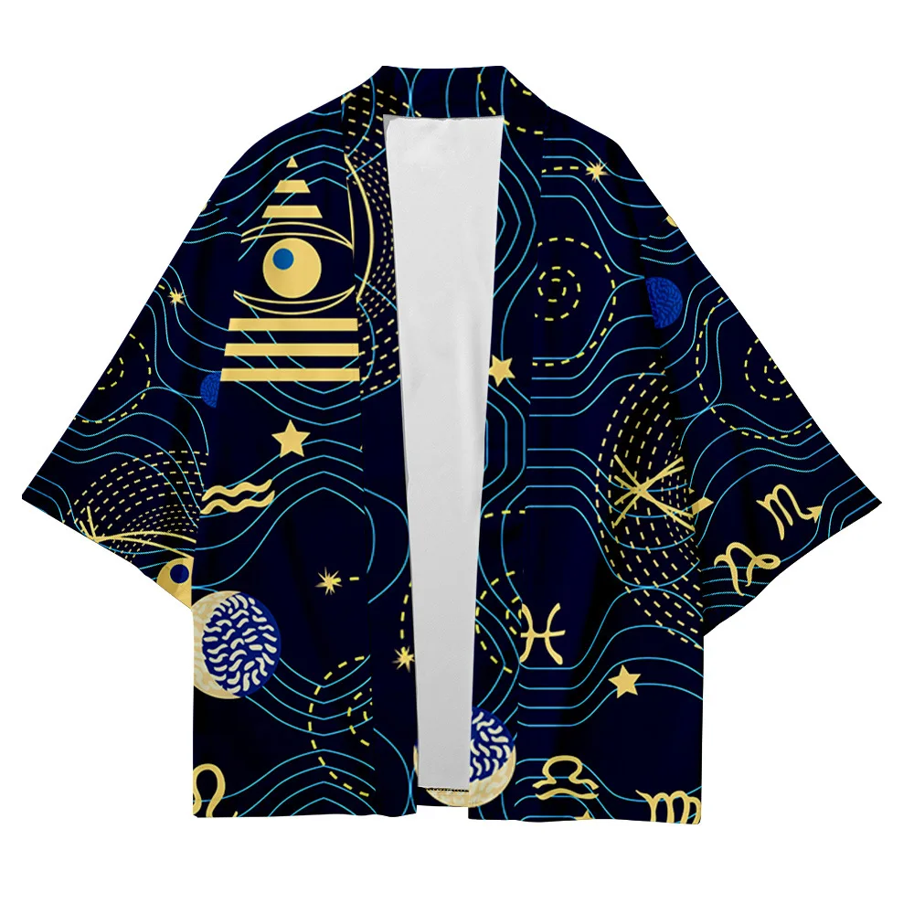 Женское и мужское свободное кимоно Свободный кардиган с геометрическим рисунком