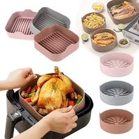 air fryer accessories reusable silicone pot bakeware baking tray grill pot fried chicken pizza plate kitchen cooking tools