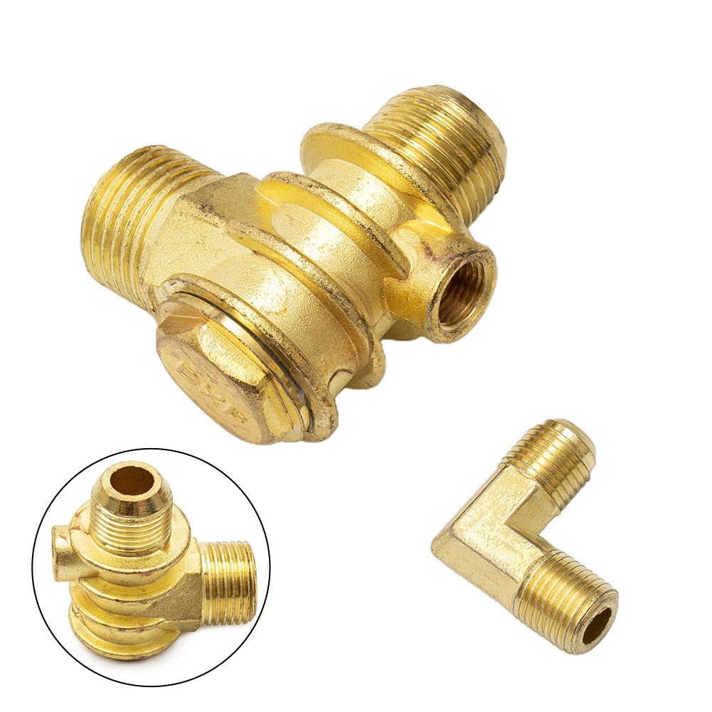 

3-Port Check Valve Brass Male-Threaded Workshop Replacement Air Compressor Zinc Alloy Check Valve Tools Parts