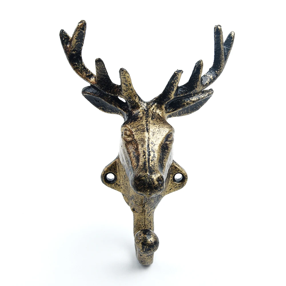 

1pc Wall Door Metal Retro Deer Hook Hanger Animal Hanging For Key Clothes Coat Hat Bags Towel Keys Wall Mounted Holder Room Deco