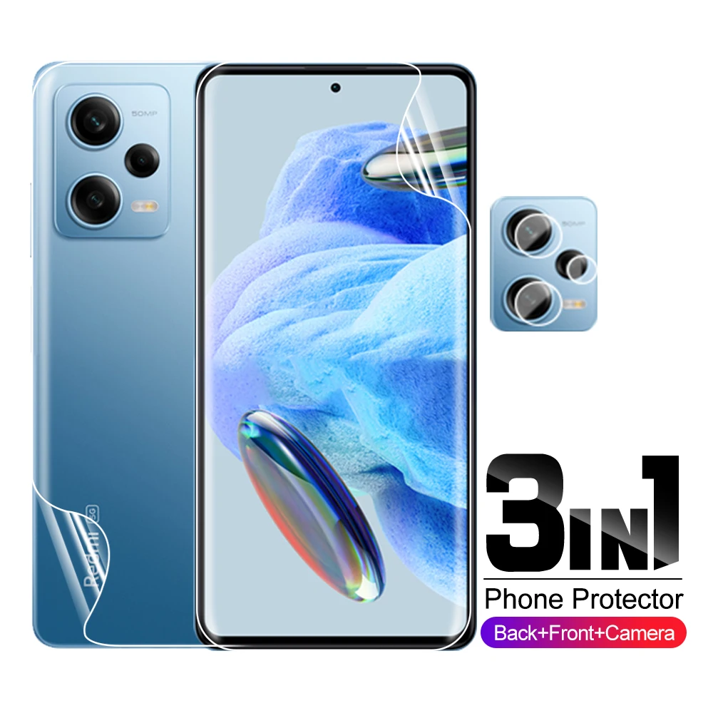 

3in1 Camera Lens Protector Hydrogel Film For Xiaomi Redmi Note 12 Pro+ Redmy Note 12Pro Note12 5G 6.67inch Screen Protector Film