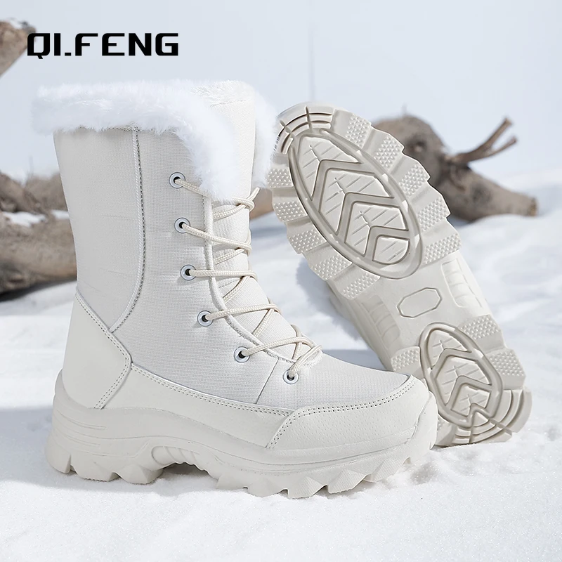 Теплые зимние ботинки с высоким верхом женская обувь теплая устойчивая к холоду