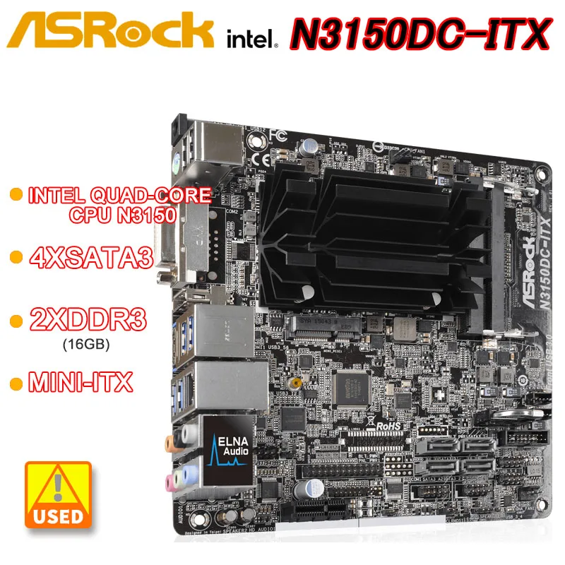   ASRock N3150DC-ITX Intel   N3150 2xDDR3 16  HDMI SATA3 USB 3, 1 4x SATA Mini-ITX