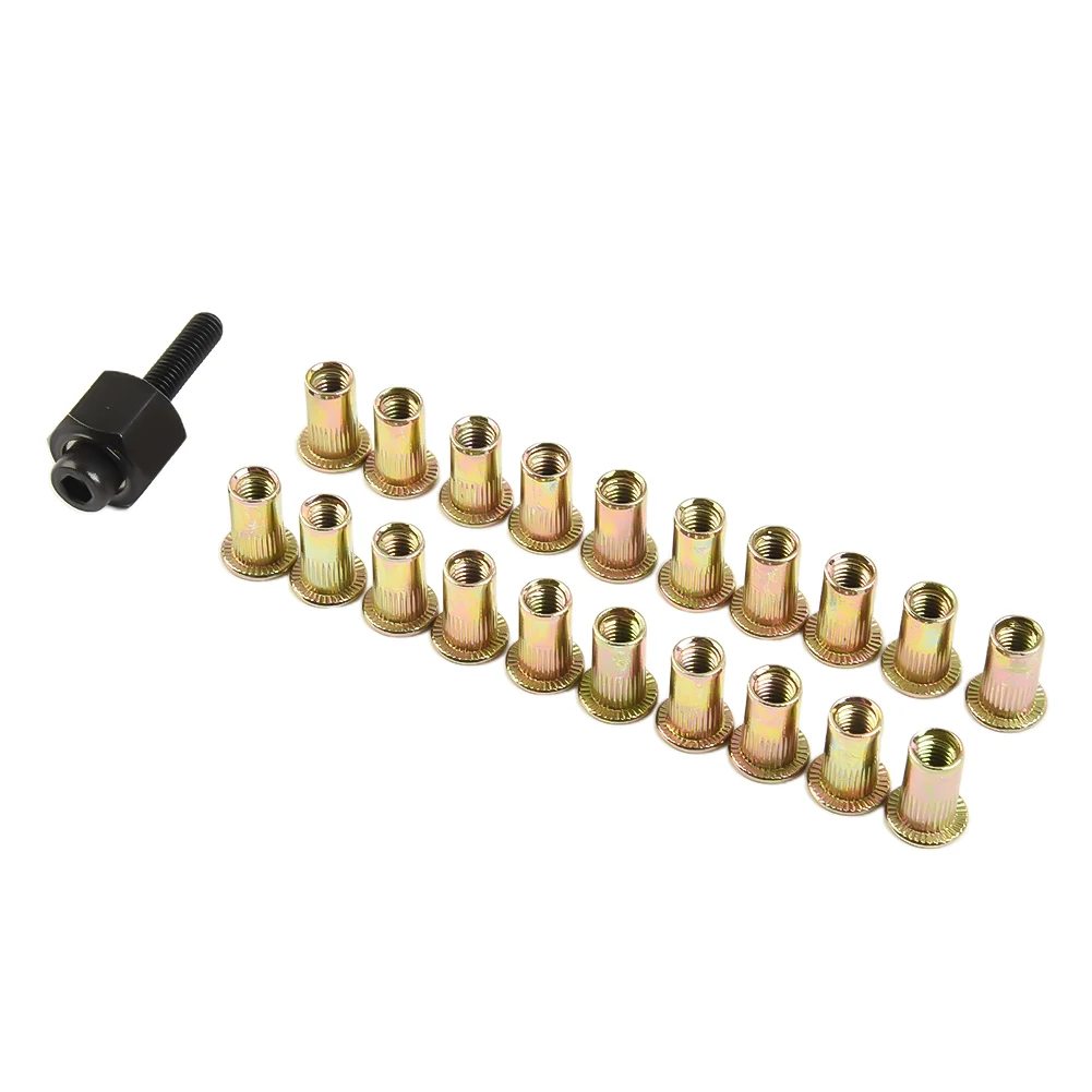

21PCS Aluminum Nut Set Hand Rivet Nut Head Iron Galvanized Nuts Nut Rivet Mandrel Hand Tools Riveter Nut Tools Accessories
