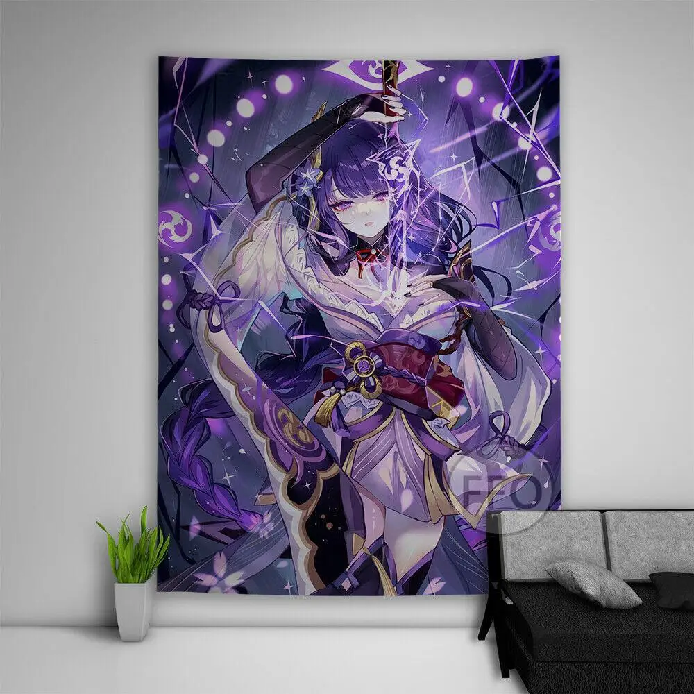 

Милый художественный постер для декора комнат Genshin Impact персонаж аниме гобелен настенный эстетический Декор вечерние чный фон