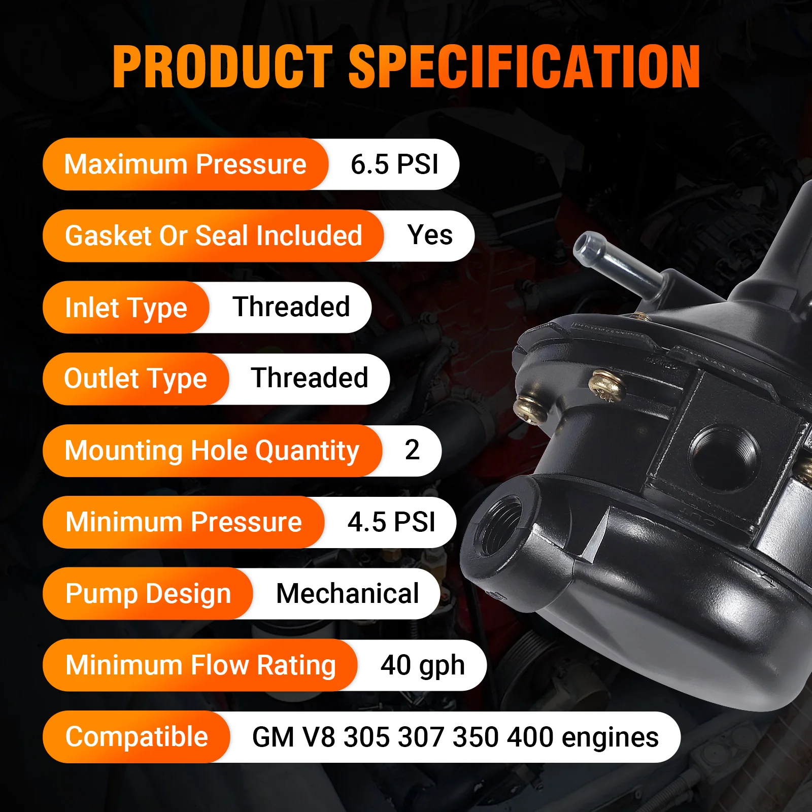 Фото Механический топливный насос 40 GPH для двигателей Volvo Penta Marine Mercruiser OMC 305 350 400 5.0L 5.7L 6.6L V8, OE 981650 3853792 3855276 №3