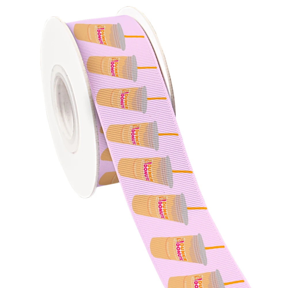 Милая Репсовая лента Dunkin с принтом пончиков/Атлас для упаковки подарков