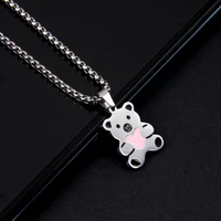 xhn stainless steel pendant lovely bear necklaces for women girl 2022 steel neck chain jewelry gift for children