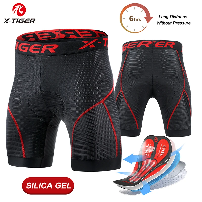 X-TIGER Cycling Shorts Men Breathable Cycling Underwear Mesh Lycra MTB Riding Underwear Shockproof GEL Pad Bike Shorts