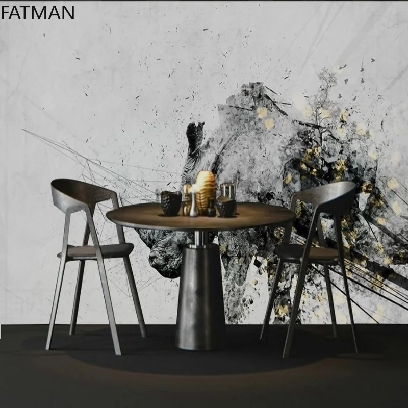 Фото Простой пользовательский фон FATMAN В индустриальном стиле с рисунком носорога, 3d Роспись, гостиная, спальня, настенная ткань, Прямая поставка №3