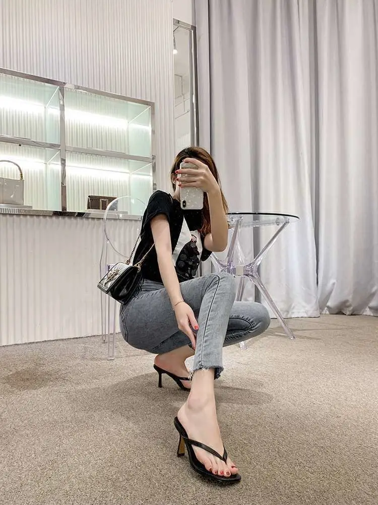 Женские уличные шлепанцы Comemore сандалии на тонком высоком каблуке Элегантные