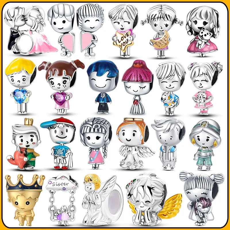 

Best Selling 100% 925 Sterling Silver Lovers Sweet Kiss Charms Beads Fit Pandora original bracelet DIY Jewelry Gift Making