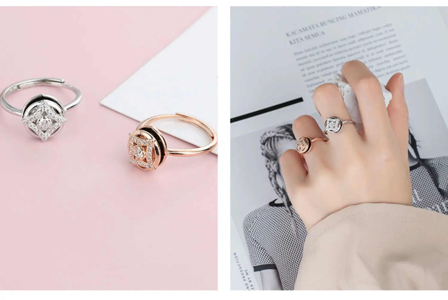 

Adjustable Diamond Zircon Wife`S Ring YR40072