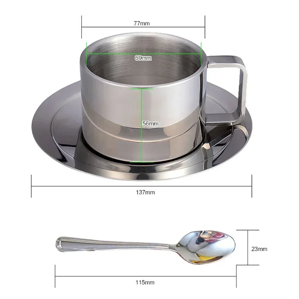 3 шт. набор кофейных чашек из нержавеющей стали термостойкая кружка с двойными