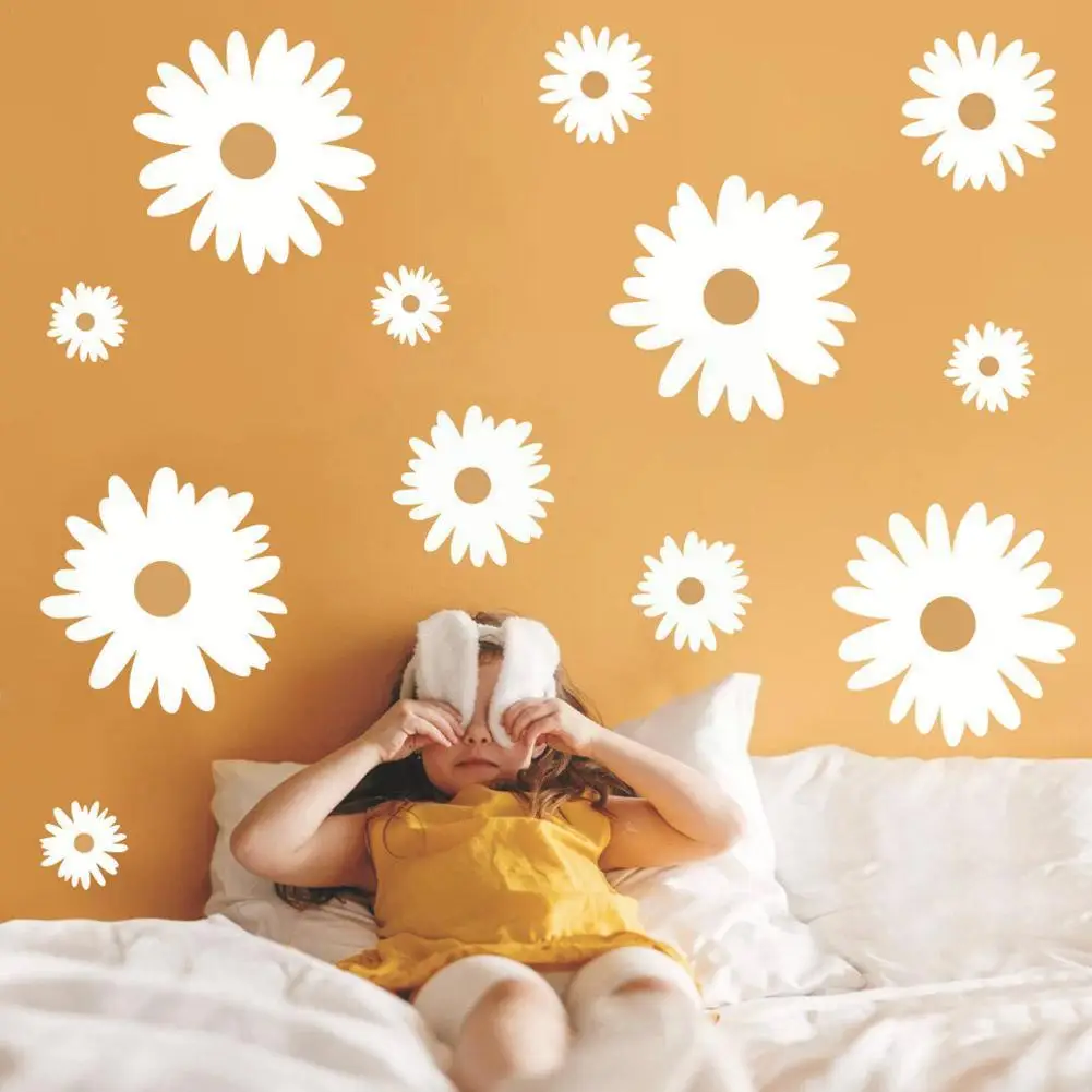 

White Daisy Wall Decal Home Decorative Wall Decals For Kids Room Living Room Interior Wall Art Vinyl Decal City Wallpapers W1I6