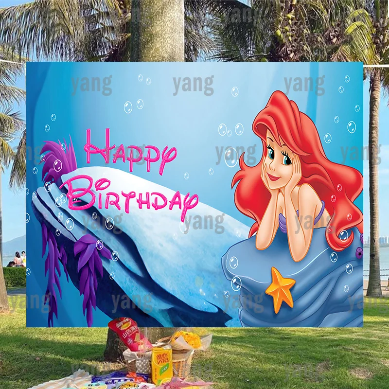 

Wedding Castle Banner Disney Cute Princess The Little Mermaid Ariel Bubble Undersea Backdrop Girls Birthday Party Baby Shower