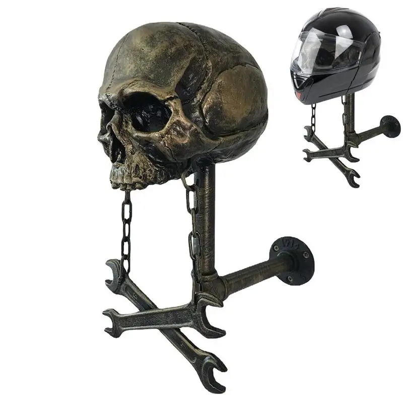 

Skull Helmets Holder Motorcycle Helmets Rack Skull Resin Crafts Motorcycle Helmets Rack Helmets Wall Mount Rugby & Baseball