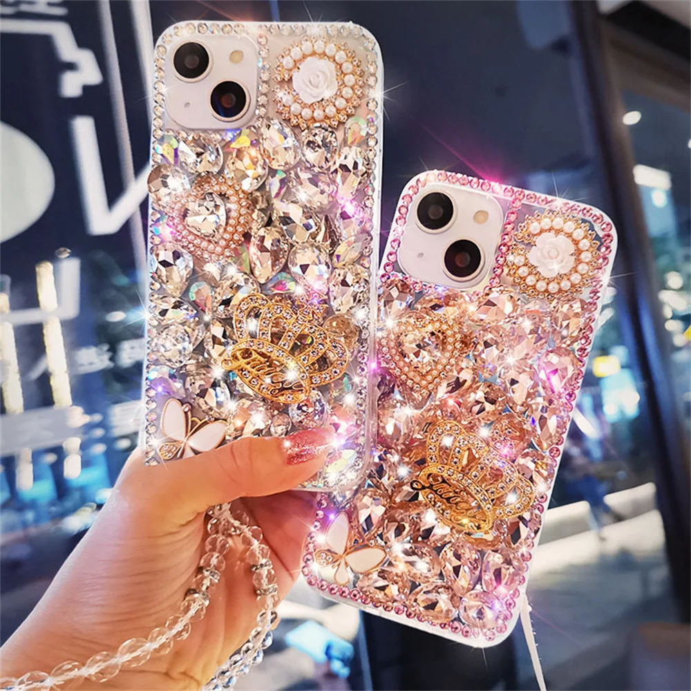 

Crown Care Protective Case Apple 14/13pro phone case with drill iphone12/11 Creative Rhinestone Silicone Case