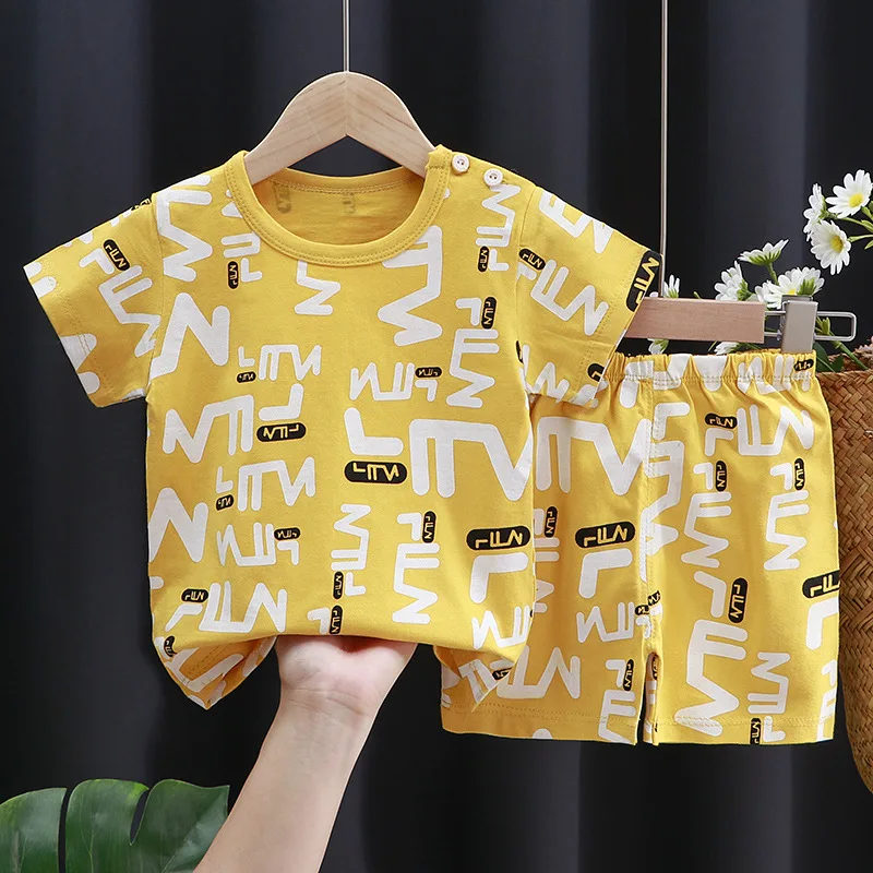 

Baby Clothing Set Fashion Summer New Boy Suit Cute Cartoon Pattern Baby Girl 2 Piece Suit Short Sleeve T Shirt+shorts Outfits