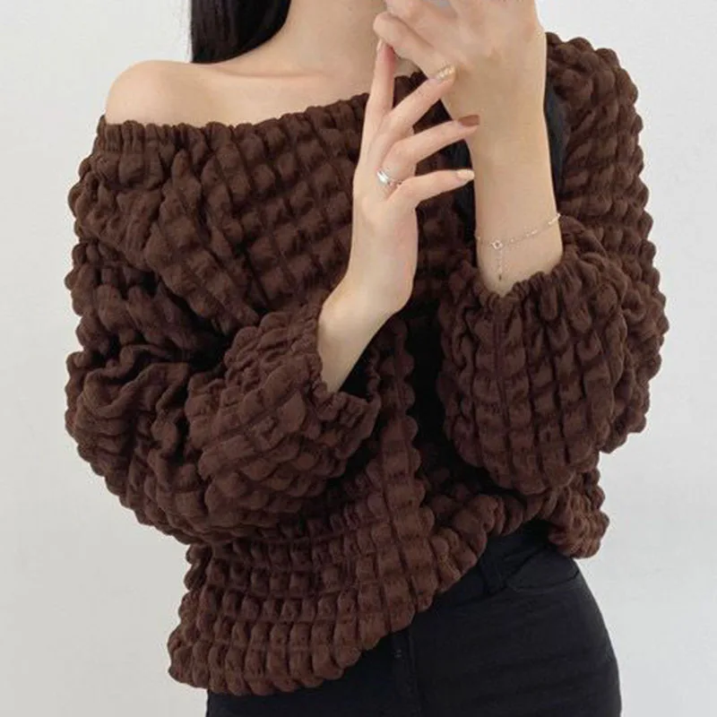 

Koijizayoi Vintage Women Long Sleeves O Neck Shirt Solid Fashion Office Lady Spring Autumn Chic Kroean Blouse Casual Loose Blusa
