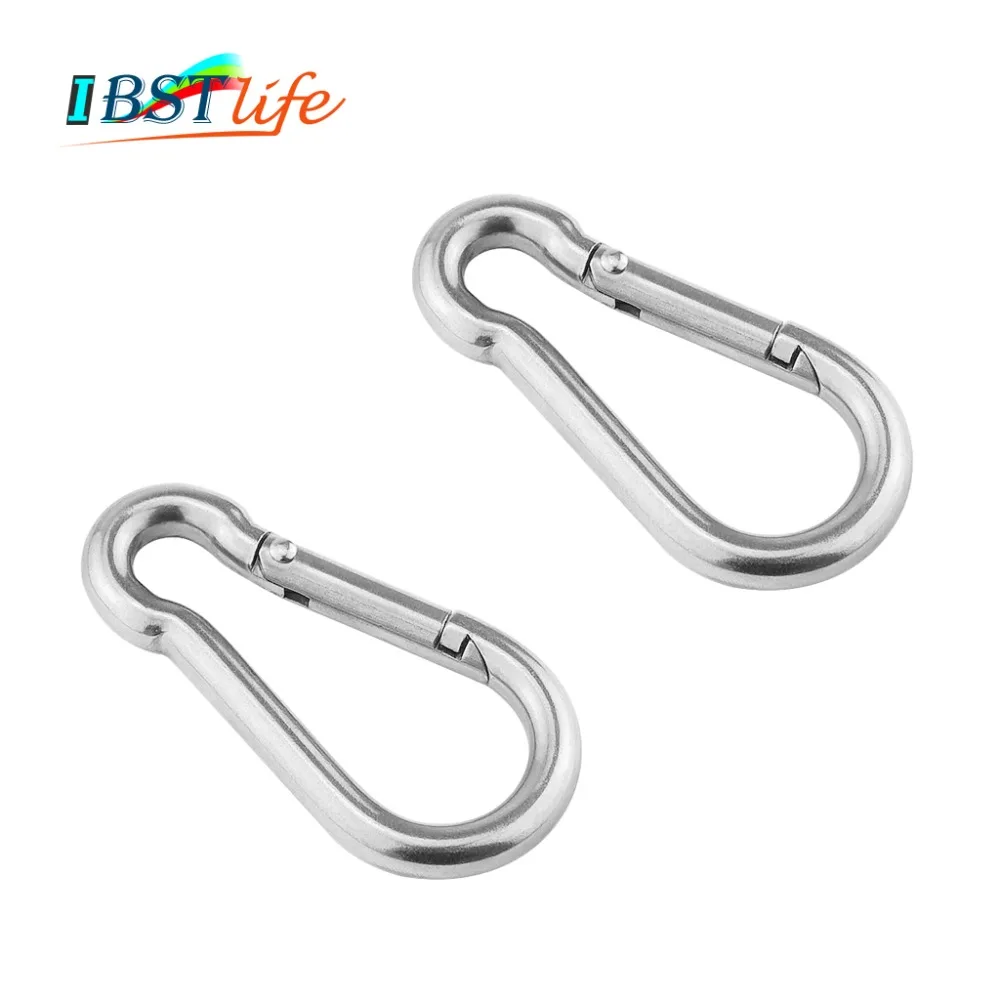 

2PCS 6mm Multifunctional 304 Stainless Steel Spring Snap Carabiner Quick Link Ring Hook snap shackle Chain Fastener Hook