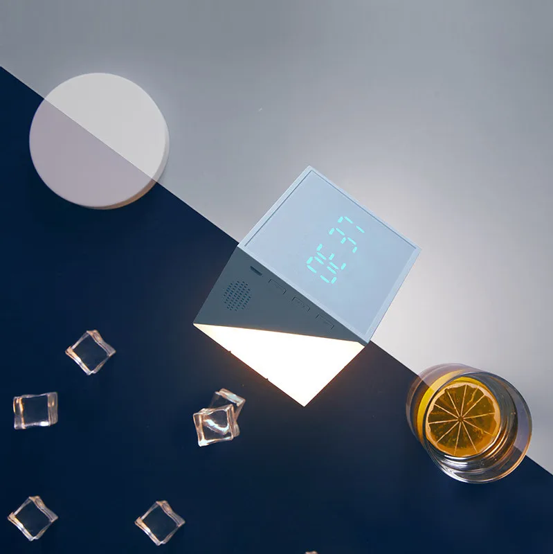 

Time Date Temperature Display Digital Alarm Clock for heavy sleepers With Led RGB Night Light For Bedroom Change Color Lamp MX