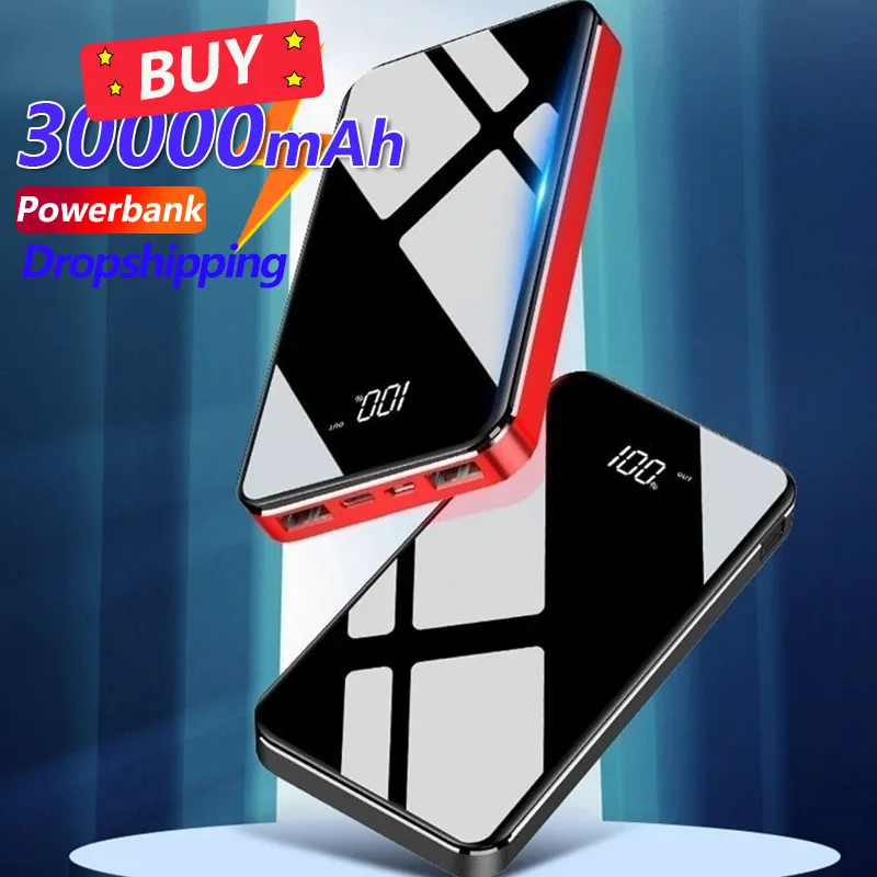 

30000mAh Portable Charger Phone Power Bank External Battery Fast Charging LED Digital Display 2USB for Xiaomi Samsung IPhone