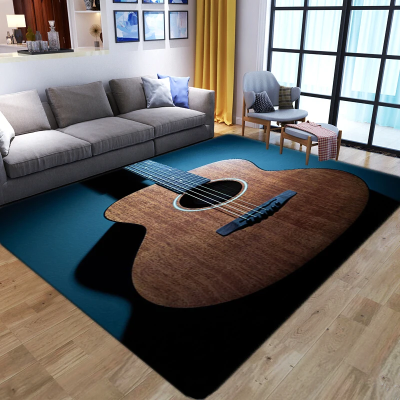 

Vintage Big Guitar Print Rug Kids Play Area Rug Baby Play Mat Living Room Decor