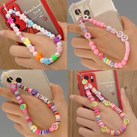 boho colorful letter bead key chain phone ropes sling lanyard neck strap letter beads mobile phone wrist strap anti lost chain