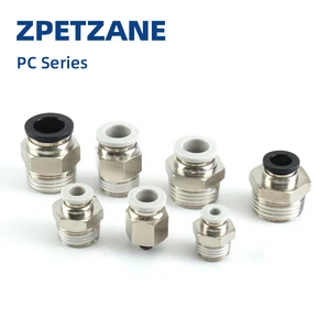 PC14-02 Pneumatic Fittings PC16-03 04 06 Air Connector Quick Insert Connecors Hose Male Thread Straight Pipe Fitting