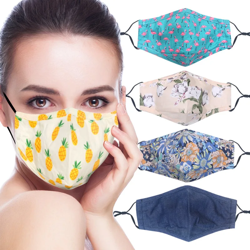 

Fashion Cotton Masks Women Flower Print Face Mask Double Layers Outdoor Mouth Mask Washable Reusable Mouth Cover Face Mask Woman