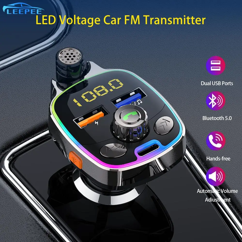 

Car Bluetooth 5.0 FM Transmitter Handsfree Audio Receiver 3.4A Dual USB Charger TF U Disk Play Auto MP3 Music Player