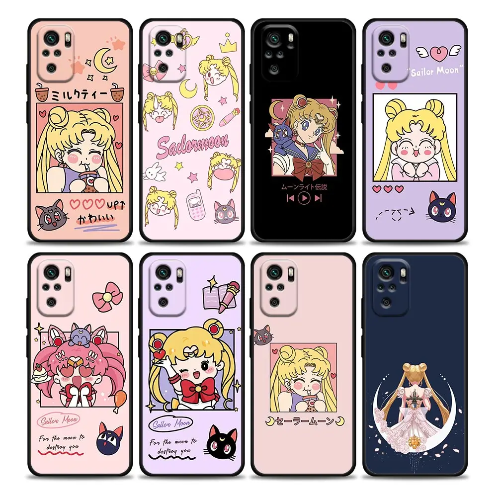

Japan Anime Cute Cartoon Sailor Moon Phone Case for Redmi 10 9 9A 9C 9i K20 K30 K40 Plus Pro Note 10 Pro 11 Pro Soft Silicone