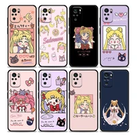 japan anime cute cartoon sailor moon phone case for redmi 10 9 9a 9c 9i k20 k30 k40 plus pro note 10 pro 11 pro soft silicone