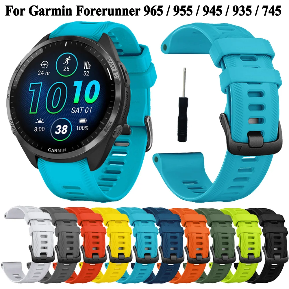 Sports Silicone Strap For Garmin Forerunner 965 955 Solar 945 935 745 Strap Watch Band 22mm Replacement Wristband Bracelet Sports Silicone Strap For Garmin Forerunner 965 955 Solar 945 935 745 Strap Watch Band 22mm Replacement Wristband Bracelet