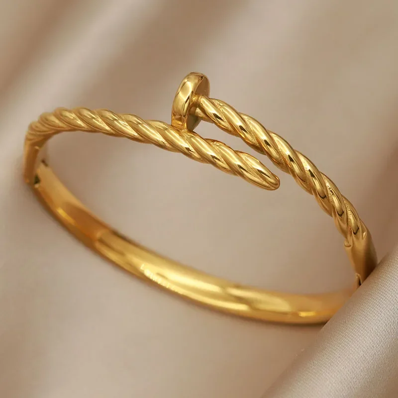 Металлические скрученные геометрические браслеты из нержавеющей стали