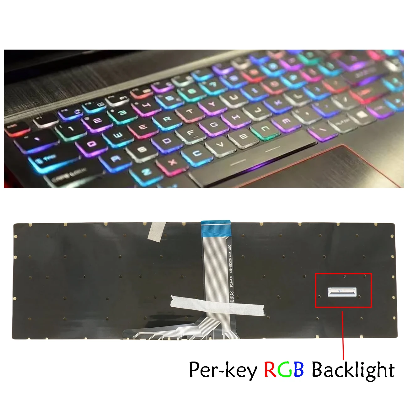 Фото Латинская испанская клавиатура для MSI GE63 GE73 GE63VR GE73VR GT63 GX63VR GS75 GE65 GE75 MS-16P3 MS-17C1 MS-16P1 Per-Key RGB с подсветкой №5