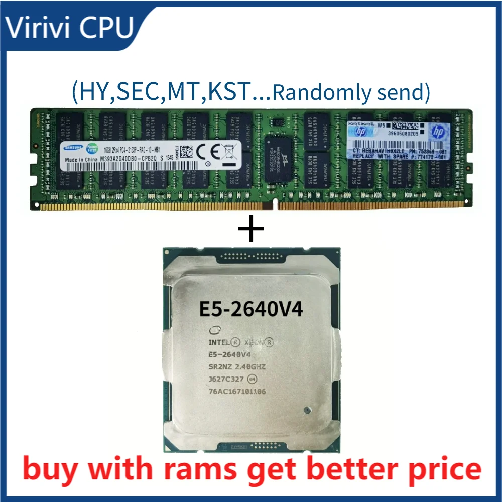 

DDR4 16G 2133Mhz with E5-2640V4 Original 2.40GHZ 10-Core 25MB SmartCache E5 2640 V4 FCLGA2011-3 90W free shipping E5-2640 V4