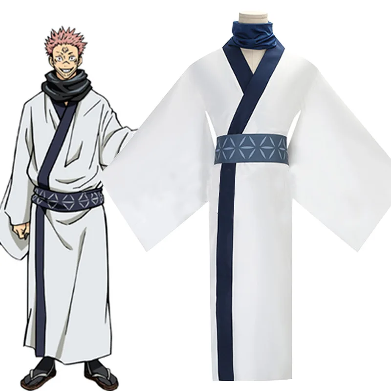 

Anime Jujutsu Kaisen Cosplay Costume for Men/Women Ryomen Sukuna Costume White Kimono Cloaks Suits Halloween Party Show