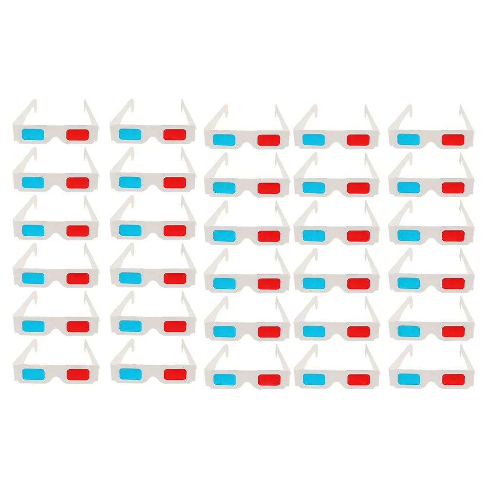 

30pcs Disposable Creative Lightweight Practical 3D Glasses Paper Glasses Video Glasses