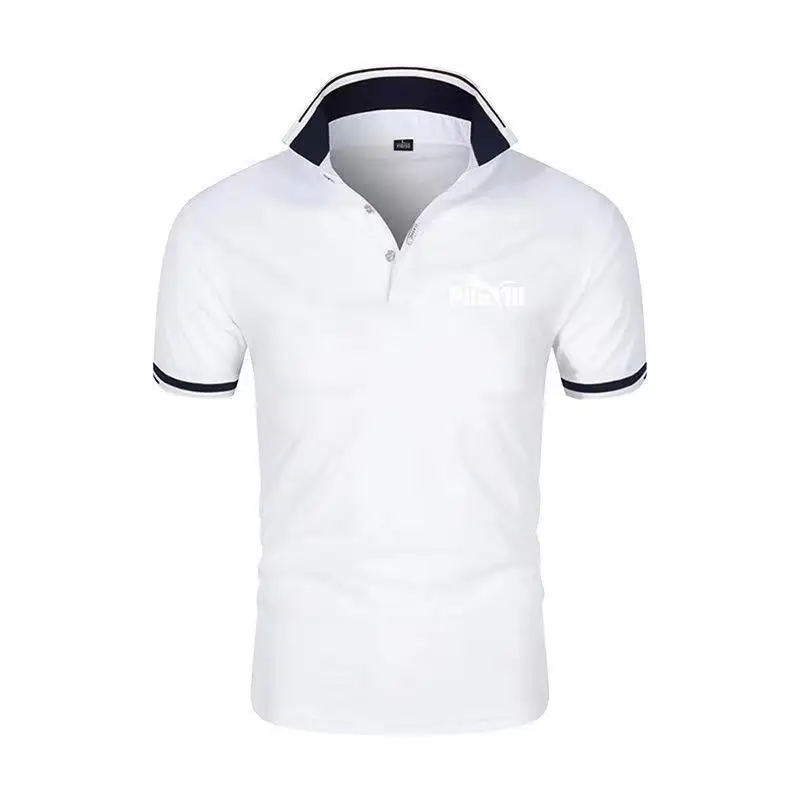 

Summer Korean Fashion Men's Polo Shirt Luxury Embroidered Cotton Lapel Collar Short Sleeves Tops