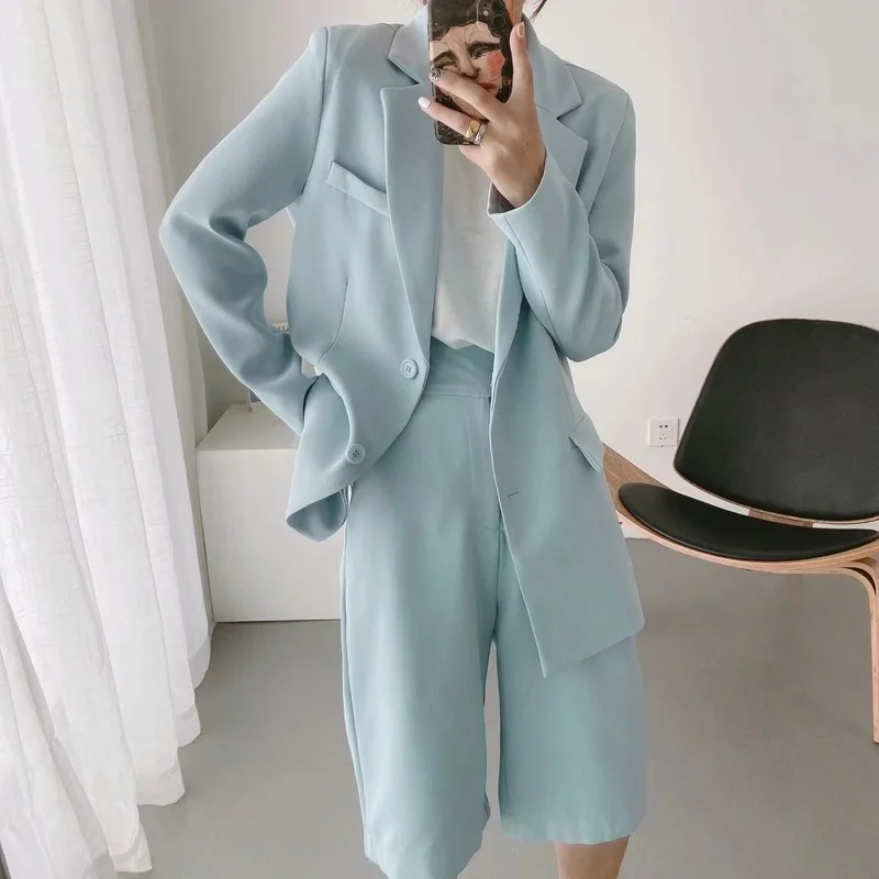 Korean Fashion Candy Colors Office Blazer 2023 Women Solid Colors Single Breasted Casual Commute Blazer Suit Simple Work Wear