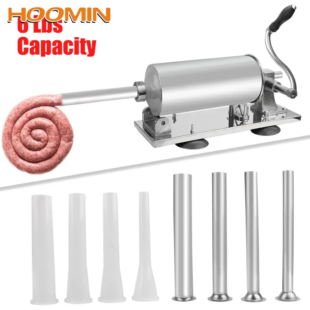 

HOOMIN Sausage Maker Syringe Set Stainless Steel Manual Sausage Meat Stuffer 6 LBS/3 KG Sausage Filling Machine with Suction Cup