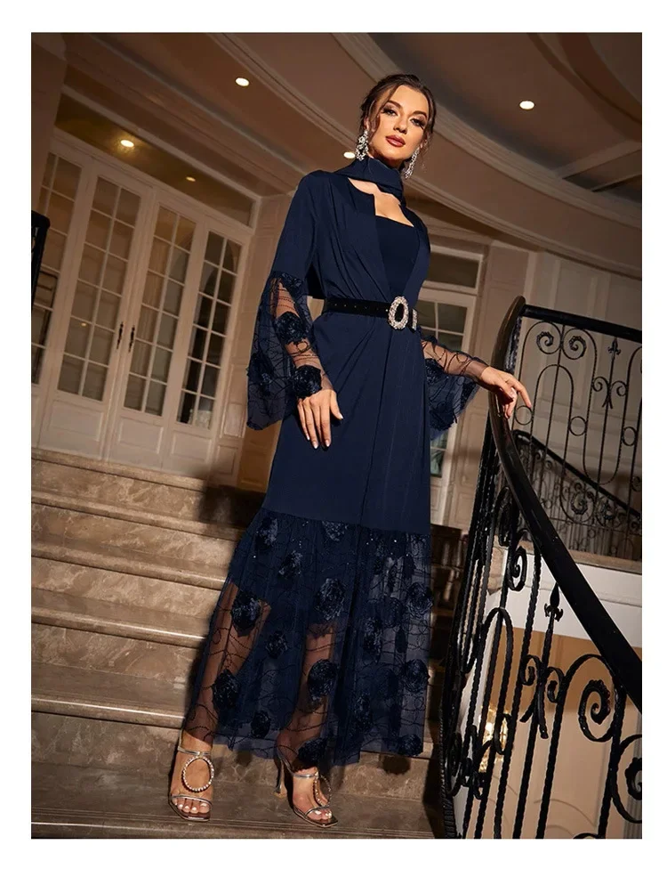 Ид Вечеринка Марокко Мусульманская Сетка Женщины Открытый Кардиган Абая Кимоно