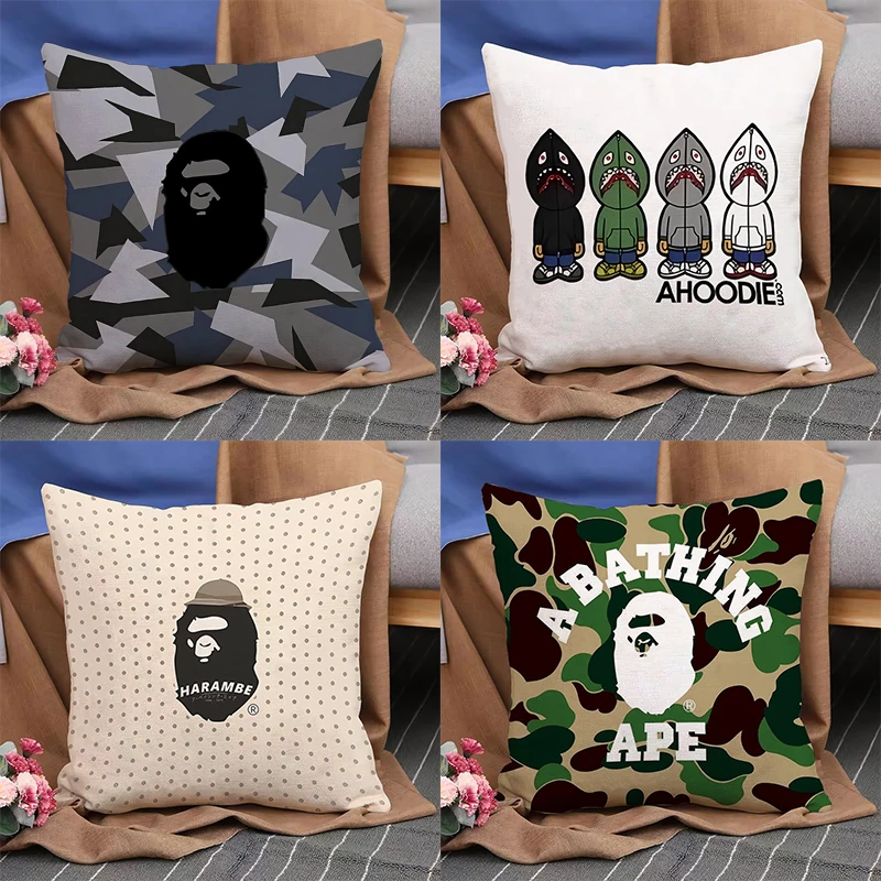 

Двухсторонняя наволочка с принтом B-Bape, короткое плюшевое украшение для дома, наволочка для спальни, дивана, автомобиля, 40x40 см, украшение на ...