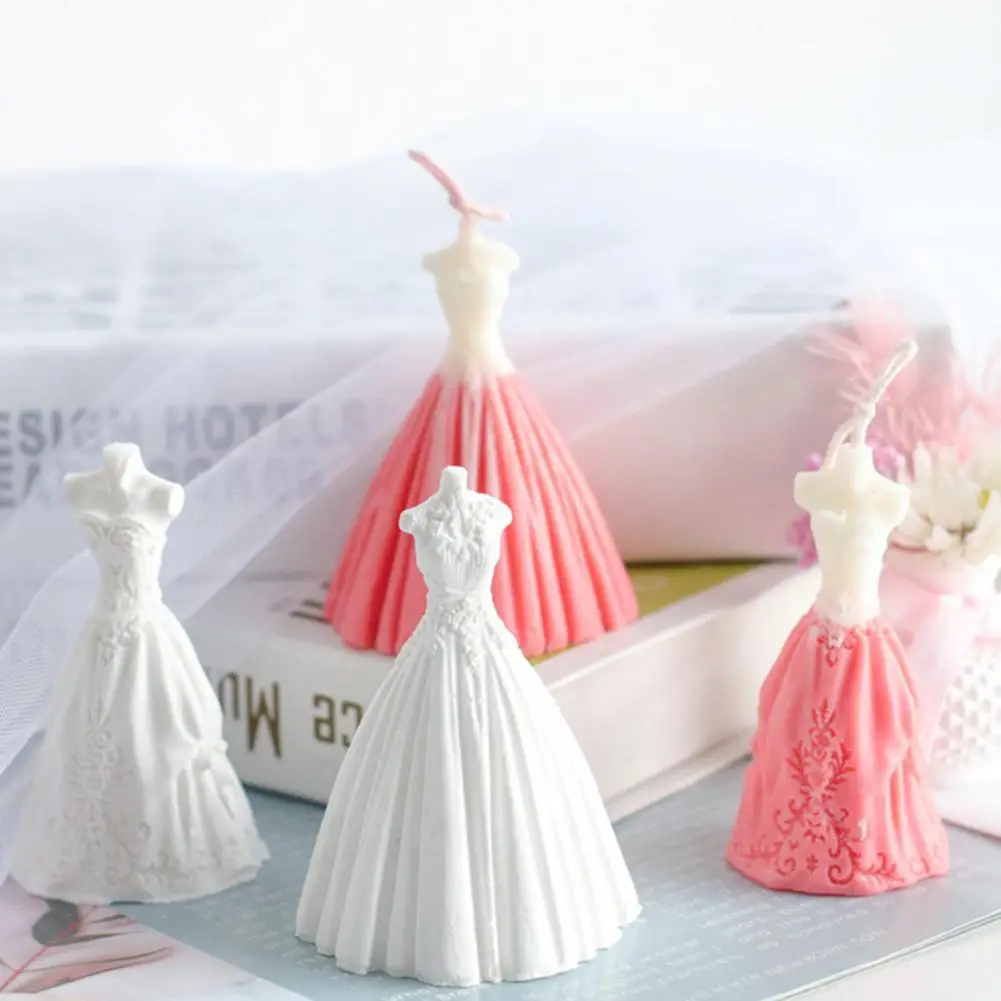 

3D Princess Skirt Silicone Chocolate Fondant Candy Mould Wedding Dress Resin Mold Cake Baking Tools Soap Candle Mold DIY