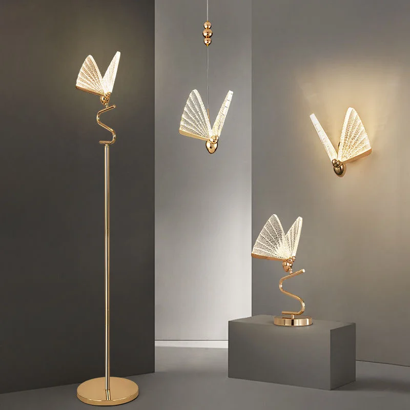 

2022 New Butterfly Pendant Lamp Modern Luxury Staircase Bedside Bedroom Background Aisle Designer Decoration Lighting Fixtures
