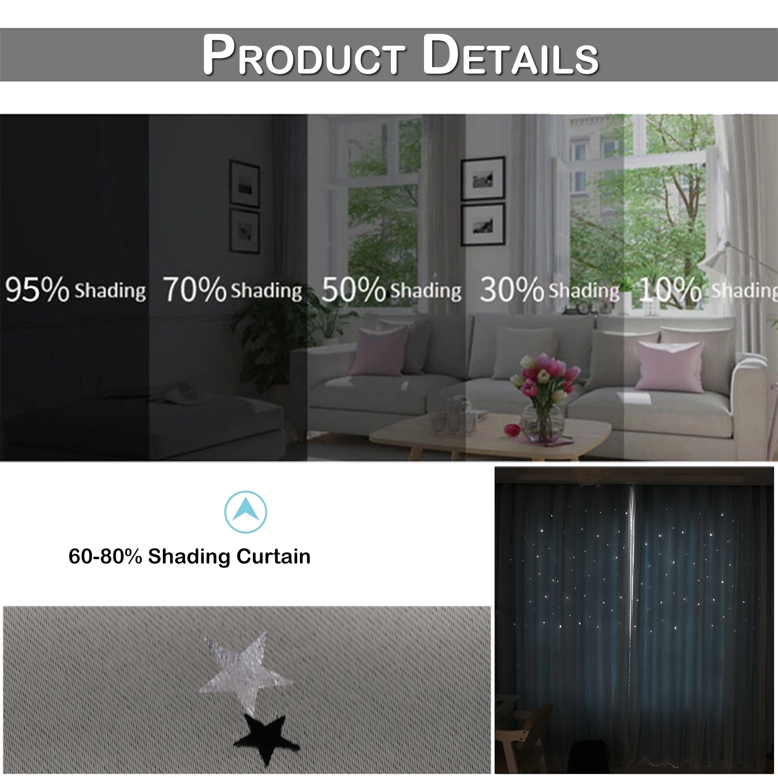Двухслойные занавески s для гостиной с бантом из пряжи тюль со звездами печатные