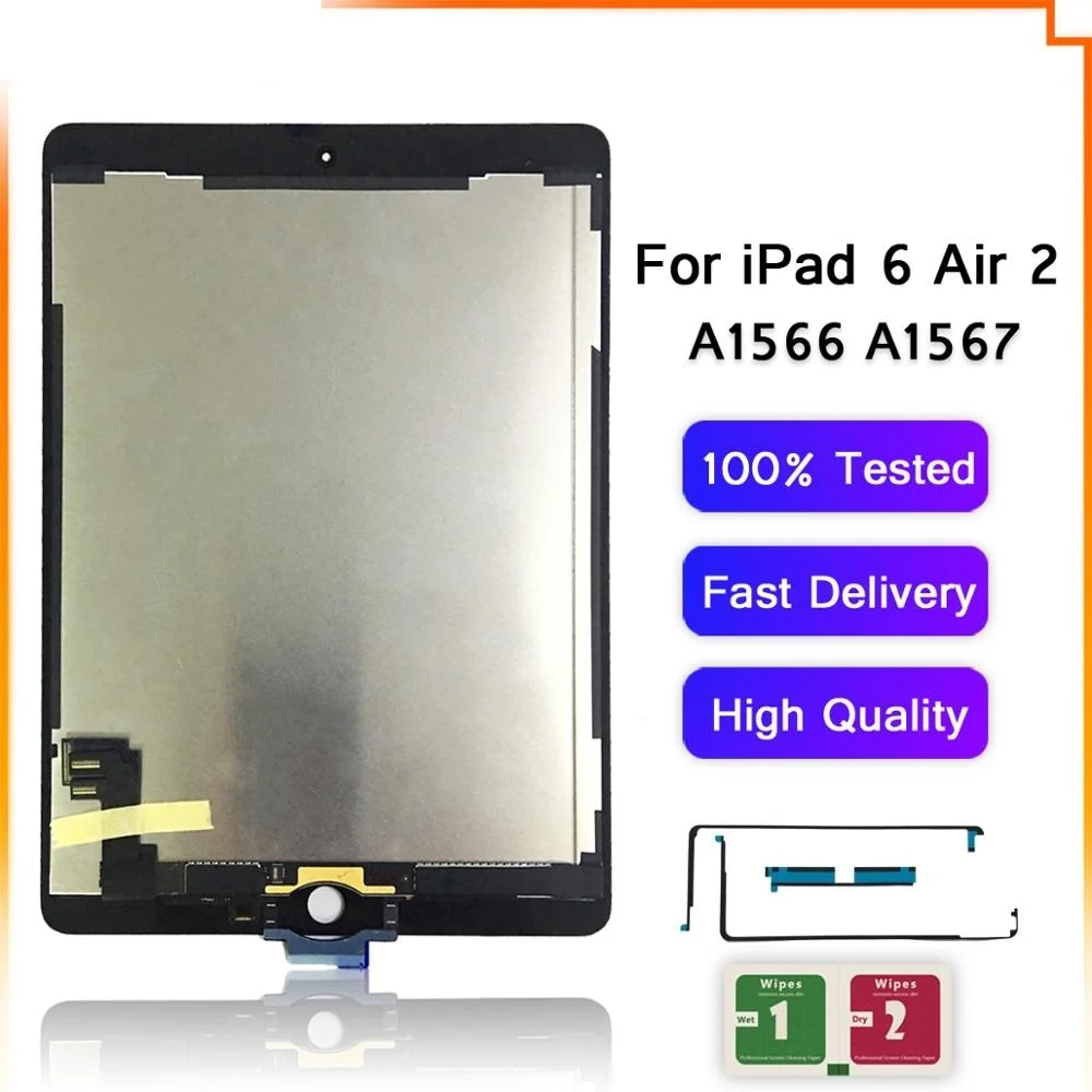 

. 9.7" AAA+ Grade For Apple iPad 6 Air 2 LCD Display Touch Screen Digitizer Assembly Replacement For iPad 6 A1567 A1566